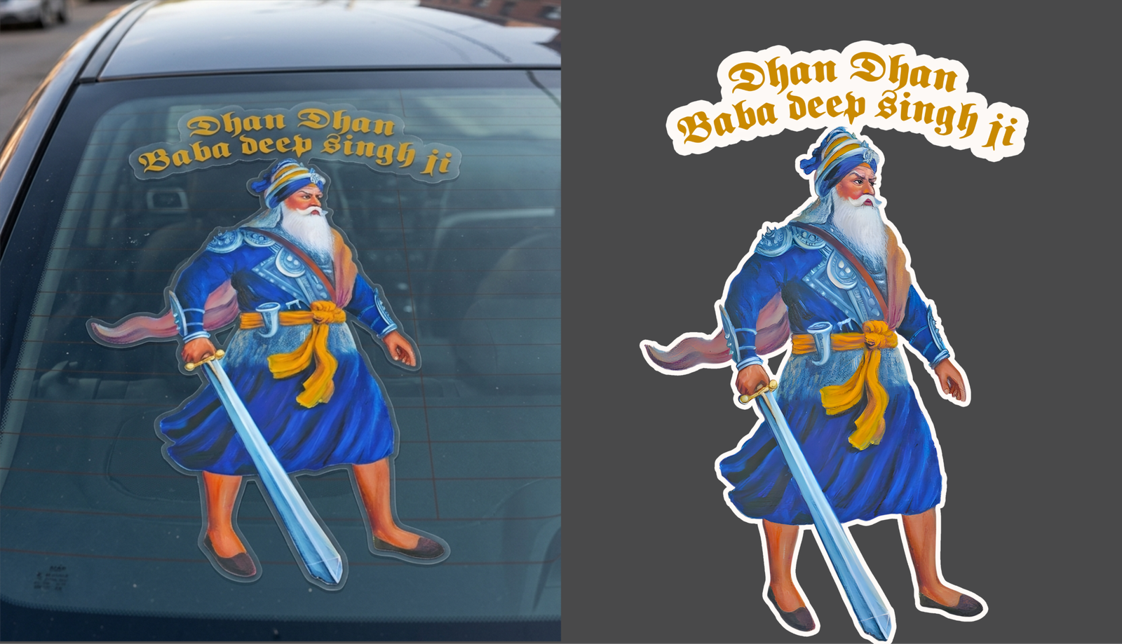 Baba Deep Singh Ji – Premium Waterproof Sticker (220mm Height)