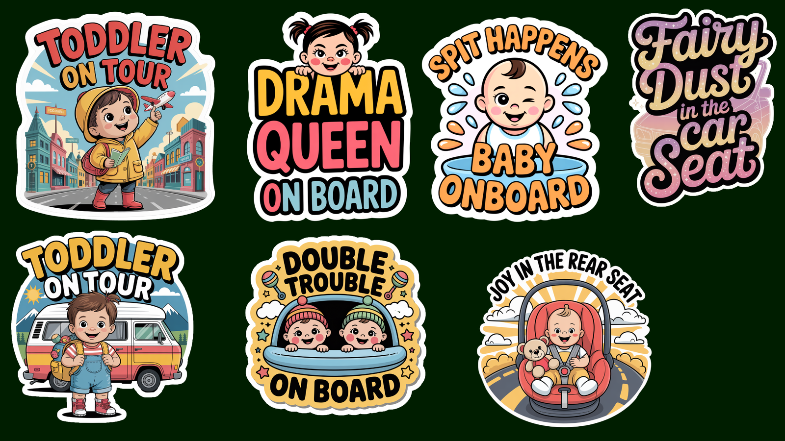 🚗 Baby On Board Die‑Cut Car Stickers – 150mm Wide | Cute • Bold • Safety‑Focused