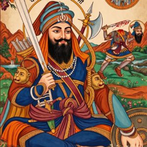 Baba Deep Singh Ji Classical Painting | Sikh Art Print | Hand‑Painted