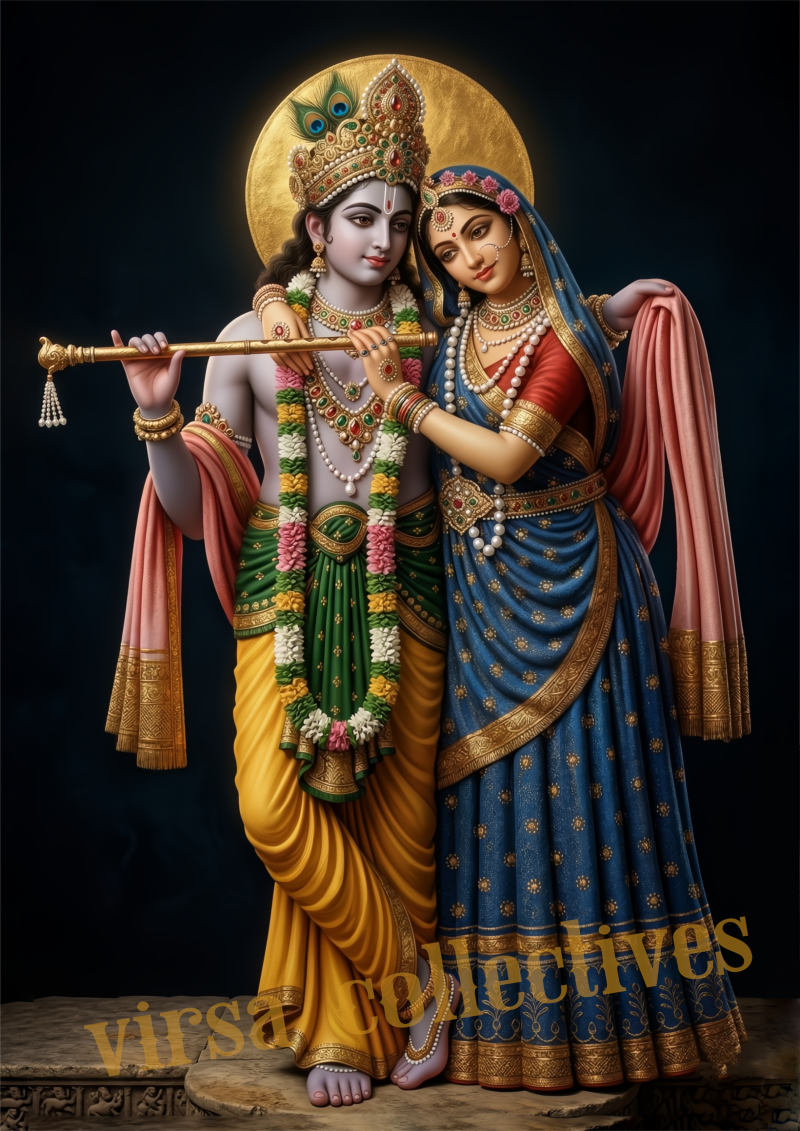 Radha Krishna Wall Art • Divine Hindu Artwork • Spiritual Home Decor